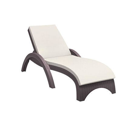 Omnipazar TRK-860 Siesta Fiji Bej Minderli Rattan Desenli Ayarlanabilir Lüks Şezlong 