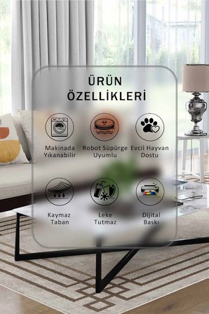 Yıkanabilir Kaymaz Taban Dijital Baskılı Halı ve Yolluk – Leke Tutmaz Salon & Mutfak Halısı
