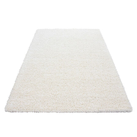 Modern Düz Desenli Krem Oturma Odası Halısı Salon Halısı Uzun Tüylü Yumuşak Dokulu Kolay Bakım 