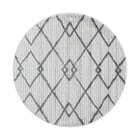 Boho Tasarımı Krem Oturma Odası Halısı Salon Halısı Yumuşak Dokulu Toz Vermez Kolay Bakım Yuvarlak