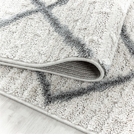 Boho Tasarımı Krem Oturma Odası Halısı Salon Halısı Yumuşak Dokulu Toz Vermez Kolay Bakım Yuvarlak