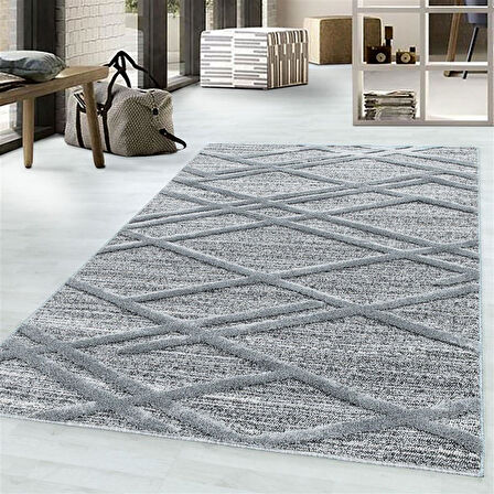 Modern Boho Tasarımı Gri Oturma Odası Halısı Salon Halısı Yumuşak Dokulu Toz Vermez Kolay Bakım 