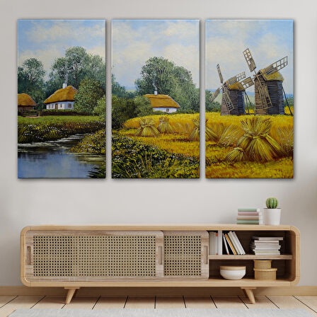 Ukrayna Köy Evi Dekoratif Kanvas Duvar Tablosu-3675