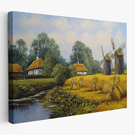 Ukrayna Köy Evi Dekoratif Kanvas Duvar Tablosu-3675