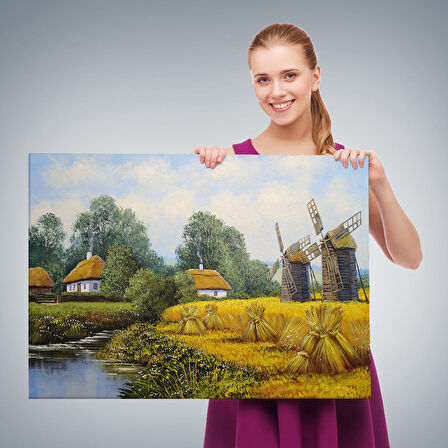 Ukrayna Köy Evi Dekoratif Kanvas Duvar Tablosu-3675