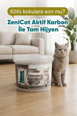 ZeniCat Premium Aktif Karbonlu Özel Solüsyonlu Bentonit Kedi Kumu 4 Al 3 Öde – Koku Kontrolü