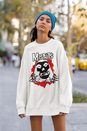 Misfits Baskılı Unisex Oversize Müzik Grubu Sweatshirt