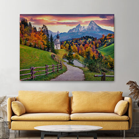 Hochkalter Dağı Maria Gern Kilisesi Ve Alpler Dekoratif Tablo-3679