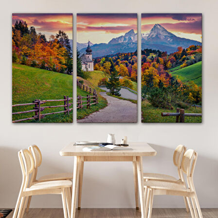 Hochkalter Dağı Maria Gern Kilisesi Ve Alpler Dekoratif Tablo-3679