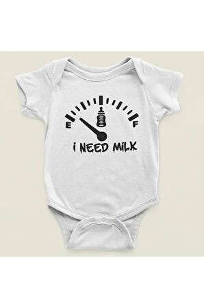 Tasarım Süte İhtiyacım Var Yazılı Pamuklu Yumuşak Unisex Çıtçıtlı Body Zıbın