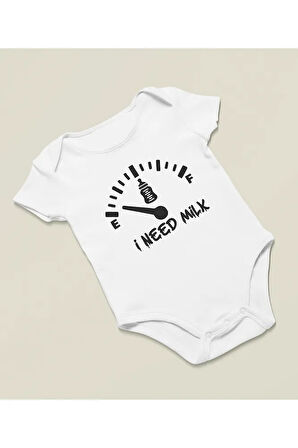 Tasarım Süte İhtiyacım Var Yazılı Pamuklu Yumuşak Unisex Çıtçıtlı Body Zıbın