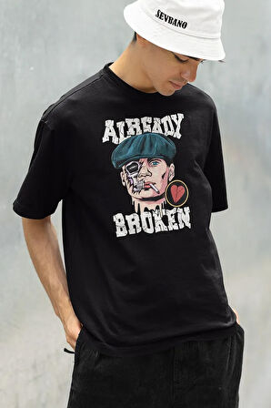 Already Broken Yazılı Tommy Shelby Baskılı Unisex Oversize Peaky Blinders Tişört