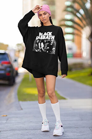 Black Sabbath Baskılı Unisex Oversize Rock Metal Sweatshirt