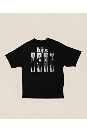 Tasarım The Beatles Baskılı Unisex Oversize Tişört