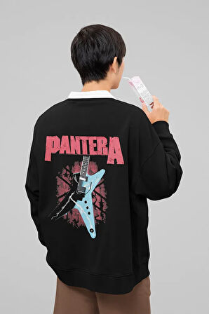 Pantera Baskılı Unisex Oversize Müzik Grubu Sweatshirt