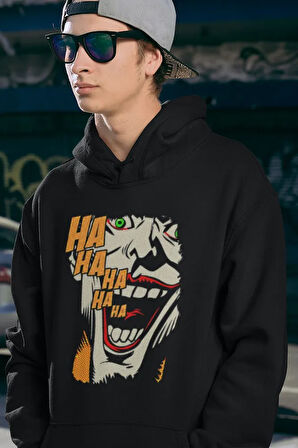 Ha Ha Ha Yazılı Joker Baskılı Unisex Oversize Dc Hoodie