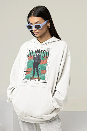 Jujutsu Kaisen Anime Karakter Baskılı Unisex Oversize Hoodie