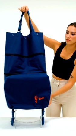 ENTCANTA  MİLA Model 6 Teker, Merdiven Çıkabilen, Özel Kumaşlı ve Katlanabilir Alışveriş ve Seyahat Çantası- Lacivert