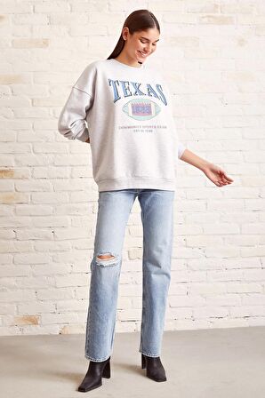 Şardonlu Texas Sweatshirt Gri