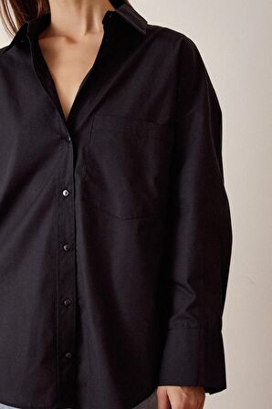 Boyfriend Basic Gömlek Siyah