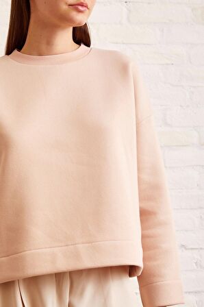 Bisiklet Yaka Oversize Sweatshirt Somon