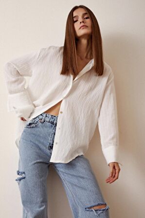 Çizgi Desenli Gömlek Beyaz