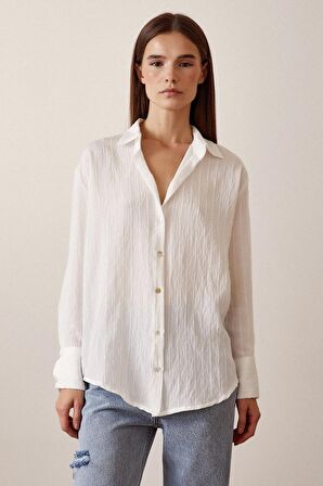 Çizgi Desenli Gömlek Beyaz