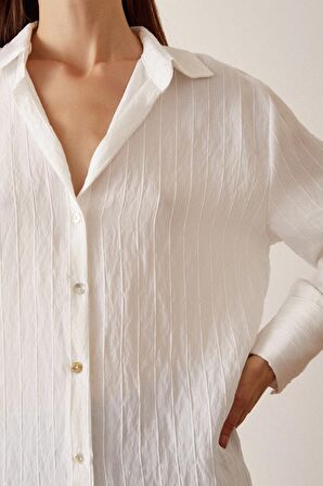 Çizgi Desenli Gömlek Beyaz