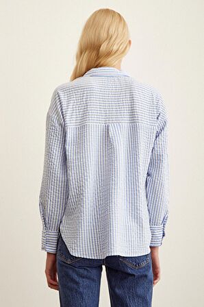 Çizgili Gömlek Mavi