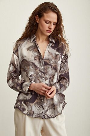Batik Desen Gömlek Gri
