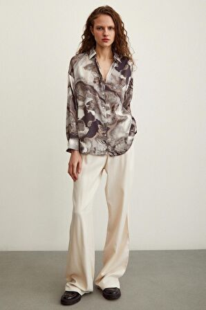 Batik Desen Gömlek Gri