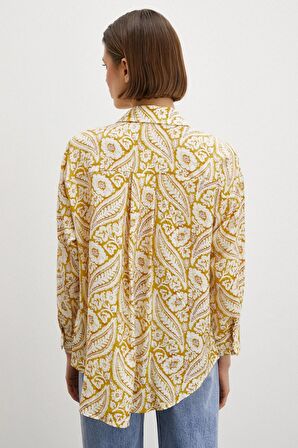Şal Desen Modal Gömlek Sarı