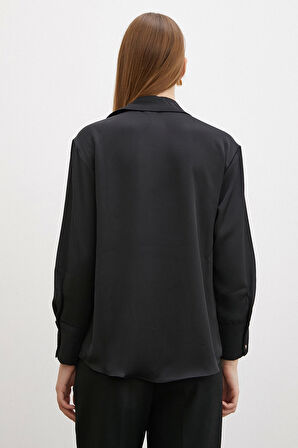 Klasik Saten Gömlek Siyah