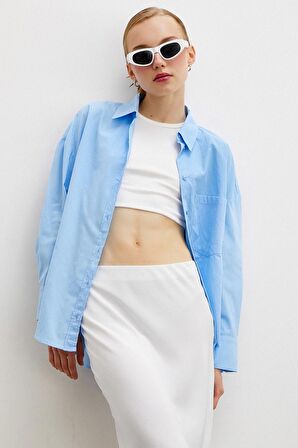 Regular Fit Poplin Gömlek Açık Mavi