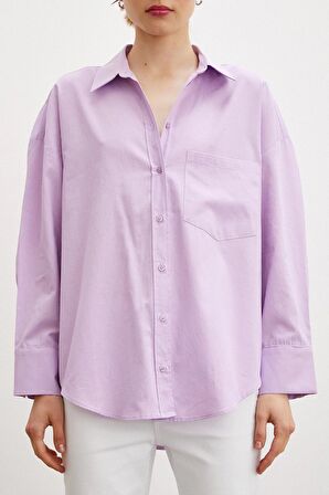 Regular Fit Poplin Gömlek Lila