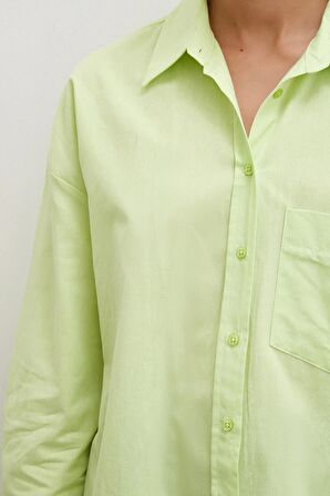 Regular Fit Poplin Gömlek Yeşil
