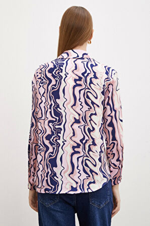 Wave Effect Basic Gömlek Pembe