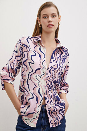 Wave Effect Basic Gömlek Pembe