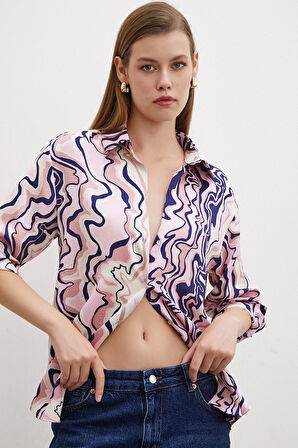 Wave Effect Basic Gömlek Pembe