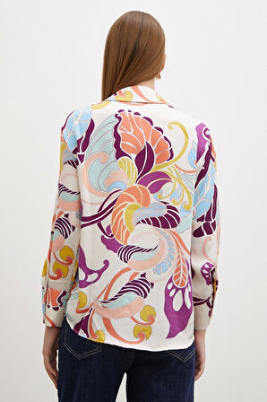 İpek Desen Gömlek Mor