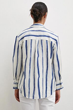 Bambu Çizgili Gömlek Lacivert