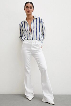 Bambu Çizgili Gömlek Lacivert