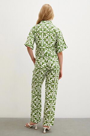 Kısa Kollu Crop Gömlek Yeşil