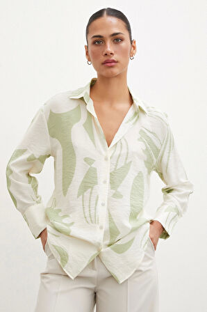 V Yaka Modal  Gömlek Yeşil