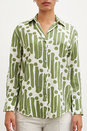 Modern Desen Modal Gömlek Yeşil