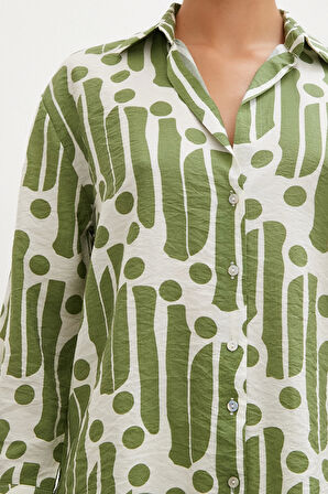 Modern Desen Modal Gömlek Yeşil