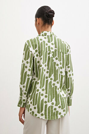 Modern Desen Modal Gömlek Yeşil