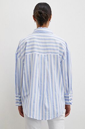 Oversize Cepli Gömlek Mavi