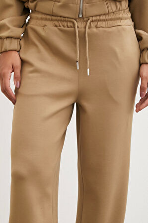 Lastikli Cepli Eşofman Altı Camel