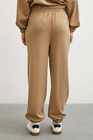 Lastikli Cepli Eşofman Altı Camel